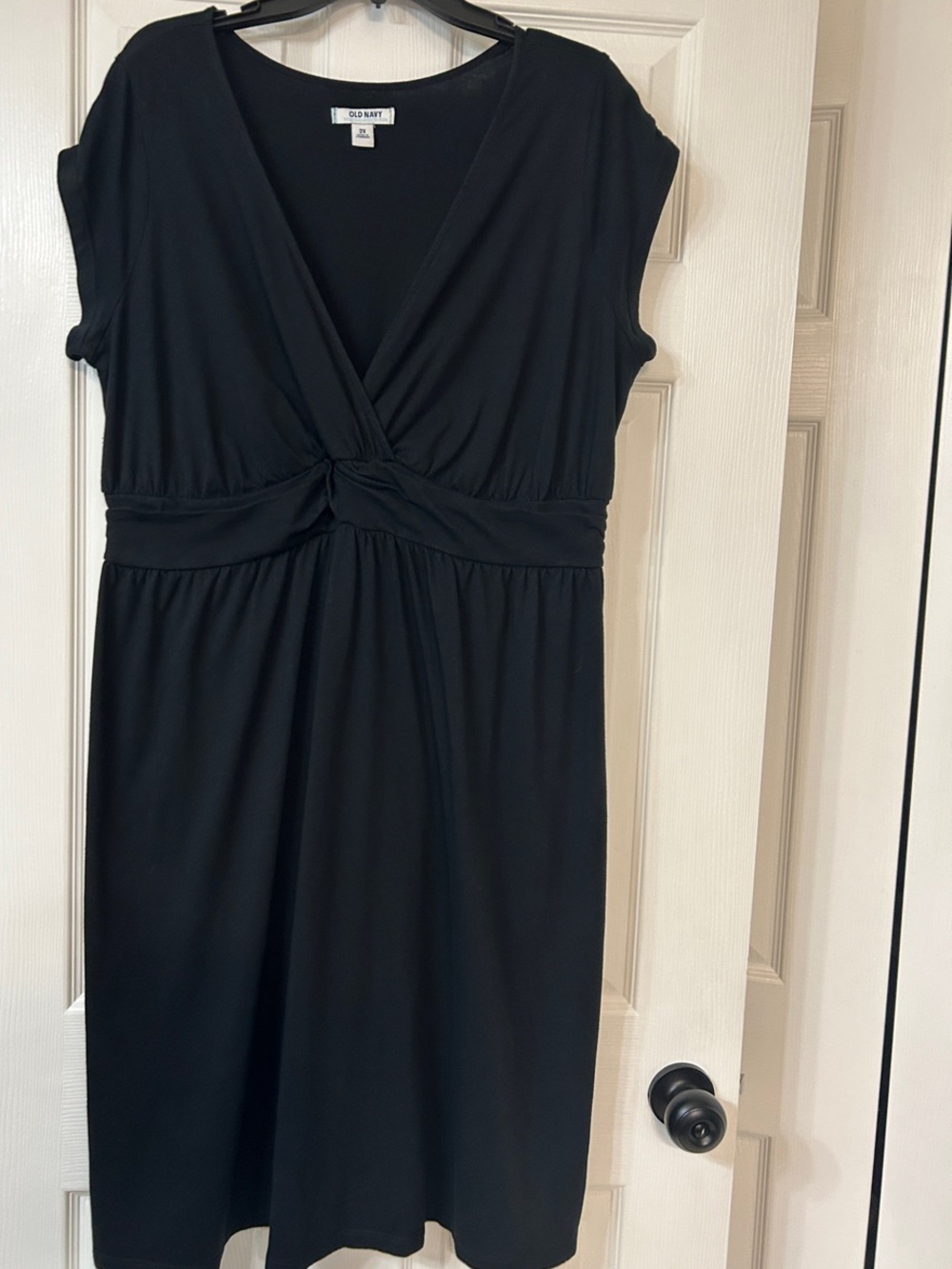 Old Navy Black Knot-Front V-Neck Midi Dress